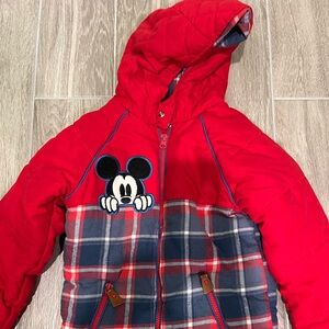 Disney Red and Navy Plaid coat for boys